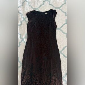 Vince Camuto Black and Brown Patterned Midi Dress